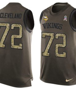 Finest Vikings #72 Ezra Cleveland Green Men's Stitched NFL Limited Salute To Service Tank Top Jersey