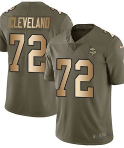 Outstanding Vikings #72 Ezra Cleveland Olive/Gold Men's Stitched NFL Limited 2017 Salute To Service Jersey