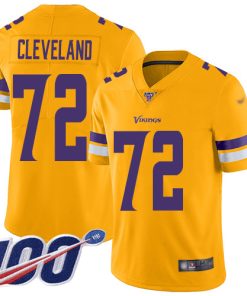 High quality Vikings #72 Ezra Cleveland Gold Men's Stitched NFL Limited Inverted Legend 100th Season Jersey