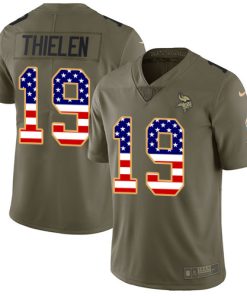 Outstanding Vikings #19 Adam Thielen Olive/USA Flag Men's Stitched NFL Limited 2017 Salute To Service Jersey