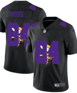 Exceptional Minnesota Vikings #84 Randy Moss Men's Team Logo Dual Overlap Limited NFL Jersey Black