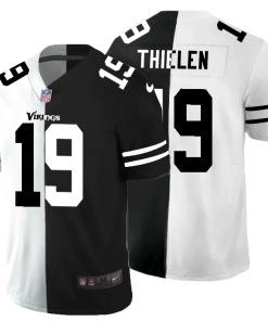 Marvelous Minnesota Vikings #19 Adam Thielen Men's Black V White Peace Split Vapor Untouchable Limited NFL Jersey