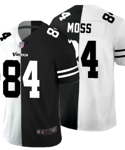 Exquisite Minnesota Vikings #84 Randy Moss Men's Black V White Peace Split Vapor Untouchable Limited NFL Jersey