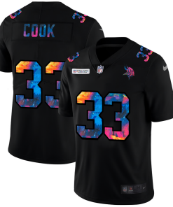 Finest Minnesota Vikings #33 Dalvin Cook Men's Multi-Color Black 2020 NFL Crucial Catch Vapor Untouchable Limited Jersey