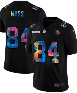 High quality Minnesota Vikings #84 Randy Moss Men's Multi-Color Black 2020 NFL Crucial Catch Vapor Untouchable Limited Jersey
