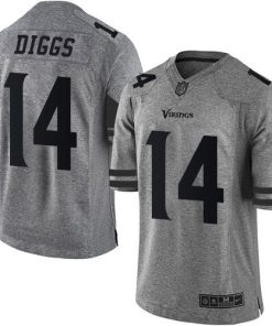 Outstanding Vikings #14 Stefon Diggs Gray Men's Stitched NFL Limited Gridiron Gray Jersey