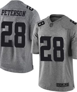 Finest Vikings #28 Adrian Peterson Gray Men's Stitched NFL Limited Gridiron Gray Jersey