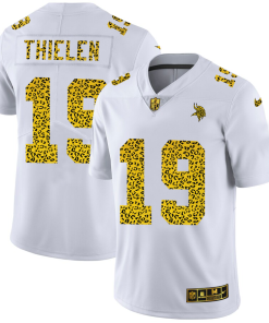 Outstanding Minnesota Vikings #19 Adam Thielen Men's Flocked Leopard Print Vapor Limited NFL Jersey White