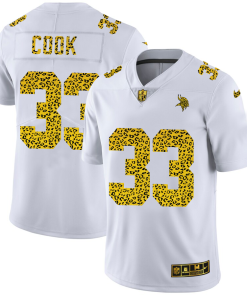 Exceptional Minnesota Vikings #33 Dalvin Cook Men's Flocked Leopard Print Vapor Limited NFL Jersey White