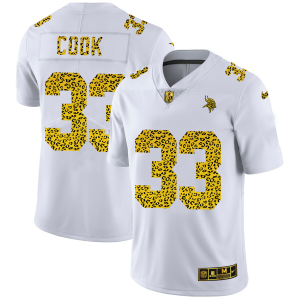 Exceptional Minnesota Vikings #33 Dalvin Cook Men's Flocked Leopard Print Vapor Limited NFL Jersey White