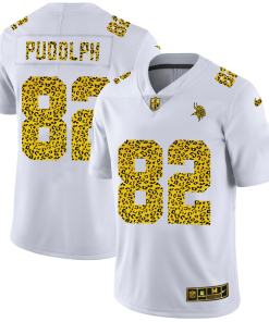 Premium Minnesota Vikings #82 Kyle Rudolph Men's Flocked Leopard Print Vapor Limited NFL Jersey White