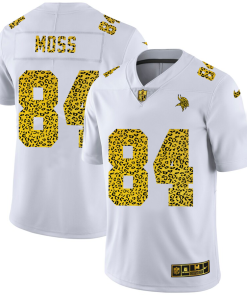 Gorgeous Minnesota Vikings #84 Randy Moss Men's Flocked Leopard Print Vapor Limited NFL Jersey White