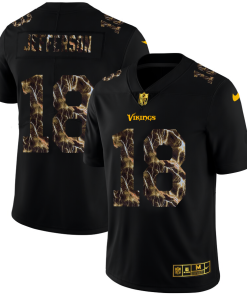 Exceptional Minnesota Vikings #18 Justin Jefferson Men's Black Flocked Lightning Vapor Limited NFL Jersey