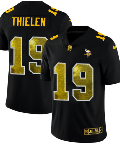 Superb Minnesota Vikings #19 Adam Thielen Men's Black Golden Sequin Vapor Limited NFL Jersey