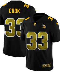 Outstanding Minnesota Vikings #33 Dalvin Cook Men's Black Golden Sequin Vapor Limited NFL Jersey