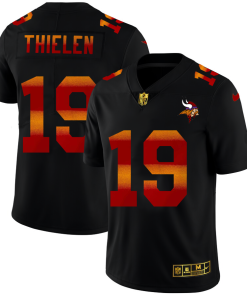 Exquisite Minnesota Vikings #19 Adam Thielen Men's Black Red Orange Stripe Vapor Limited NFL Jersey