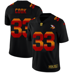 Exceptional Minnesota Vikings #33 Dalvin Cook Men's Black Red Orange Stripe Vapor Limited NFL Jersey