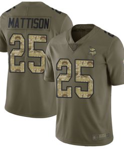 Finest Vikings #25 Alexander Mattison Olive/Camo Men's Stitched NFL Limited 2017 Salute To Service Jersey