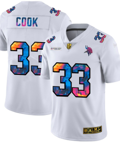 Outstanding Minnesota Vikings #33 Dalvin Cook Men's White Multi-Color 2020 NFL Crucial Catch Limited NFL Jersey