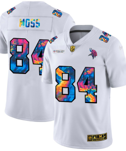 Superb Minnesota Vikings #84 Randy Moss Men's White Multi-Color 2020 NFL Crucial Catch Limited NFL Jersey