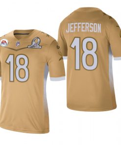 Gorgeous Minnesota Vikings #18 Justin Jefferson 2021 NFC Pro Bowl Game Gold NFL Jersey