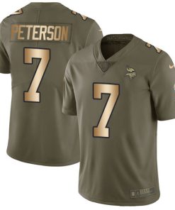 Outstanding Vikings #7 Patrick Peterson Olive/Gold Men's Stitched NFL Limited 2017 Salute To Service Jersey