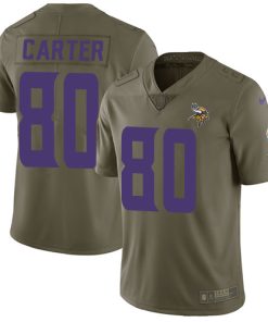 Outstanding Vikings #80 Cris Carter Olive Men's Stitched NFL Limited 2017 Salute to Service Jersey