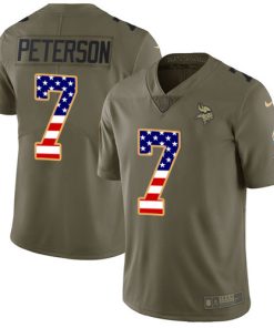 Superb Vikings #7 Patrick Peterson Olive/USA Flag Men's Stitched NFL Limited 2017 Salute To Service Jersey