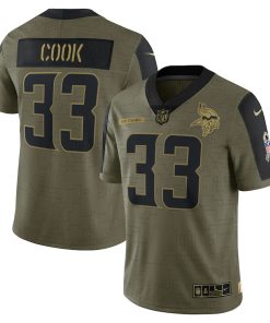Exquisite Minnesota Vikings #33 Dalvin Cook Olive 2021 Salute To Service Limited Player Jersey