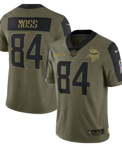 Superior Minnesota Vikings #84 Randy Moss Olive 2021 Salute To Service Limited Player Jersey