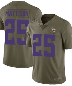 Premium Vikings #25 Alexander Mattison Olive Men's Stitched NFL Limited 2017 Salute to Service Jersey