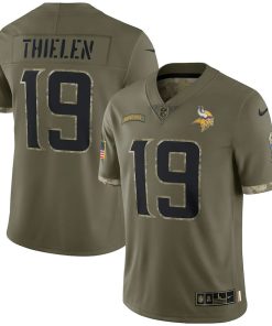 Exquisite Minnesota Vikings #19 Adam Thielen Men's 2022 Salute To Service Limited Jersey - Olive