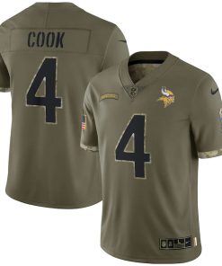 Finest Minnesota Vikings #4 Dalvin Cook Men's 2022 Salute To Service Limited Jersey - Olive