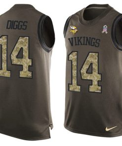 Superb Vikings #14 Stefon Diggs Green Men's Stitched NFL Limited Salute To Service Tank Top Jersey
