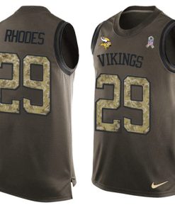 Exceptional Vikings #29 Xavier Rhodes Green Men's Stitched NFL Limited Salute To Service Tank Top Jersey