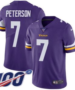 Finest Vikings #7 Patrick Peterson Purple Team Color Men's Stitched NFL 100th Season Vapor Limited Jersey