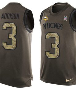Finest Vikings #3 Jordan Addison Green Men's Stitched NFL Limited Salute To Service Tank Top Jersey