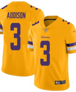Marvelous Vikings #3 Jordan Addison Gold Men's Stitched NFL Limited Inverted Legend Jersey
