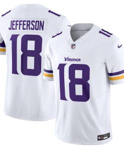 High quality Minnesota Vikings #18 Justin Jefferson Men's White Vapor F.U.S.E. Limited Jersey