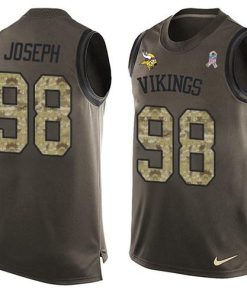 Exquisite Vikings #98 Linval Joseph Green Men's Stitched NFL Limited Salute To Service Tank Top Jersey