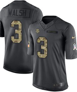 High quality Vikings #3 Blair Walsh Black Men's Stitched NFL Limited 2016 Salute To Service Jersey