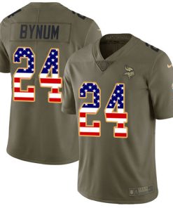 Gorgeous Vikings #24 Camryn Bynum Olive/USA Flag Men's Stitched NFL Limited 2017 Salute To Service Jersey