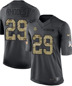 Outstanding Vikings #29 Xavier Rhodes Black Men's Stitched NFL Limited 2016 Salute To Service Jersey