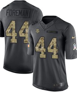 Finest Vikings #44 Chuck Foreman Black Men's Stitched NFL Limited 2016 Salute To Service Jersey
