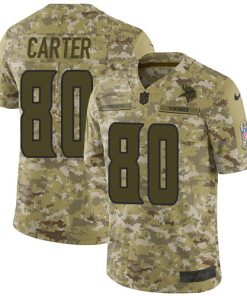 Outstanding Vikings #80 Cris Carter Camo Men's Stitched NFL Limited 2018 Salute To Service Jersey