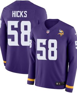 Finest Vikings #58 Jordan Hicks Purple Team Color Men's Stitched NFL Limited Therma Long Sleeve Jersey