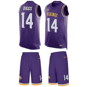 Exceptional Vikings #14 Stefon Diggs Purple Team Color Men's Stitched NFL Limited Tank Top Suit Jersey