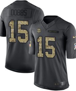 Superb Vikings #15 Josh Dobbs Black Men's Stitched NFL Limited 2016 Salute to Service Jersey