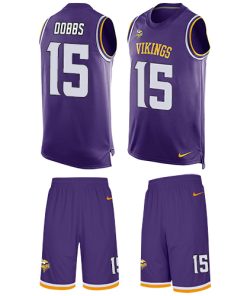 Superb Vikings #15 Josh Dobbs Purple Team Color Men's Stitched NFL Limited Tank Top Suit Jersey