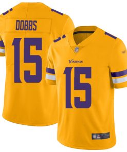 Finest Vikings #15 Josh Dobbs Gold Men's Stitched NFL Limited Inverted Legend Jersey